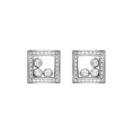 CHOPARD HAPPY DIAMONDS EARRINGS 4.65 18K WHITE GOLD