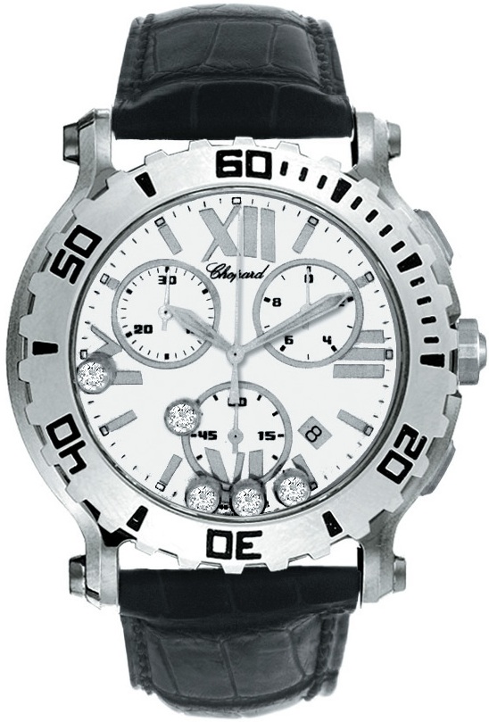 HAPPY SPORT CHRONO QUARTZ 42MM STEEL WHITE ALLIGATOR