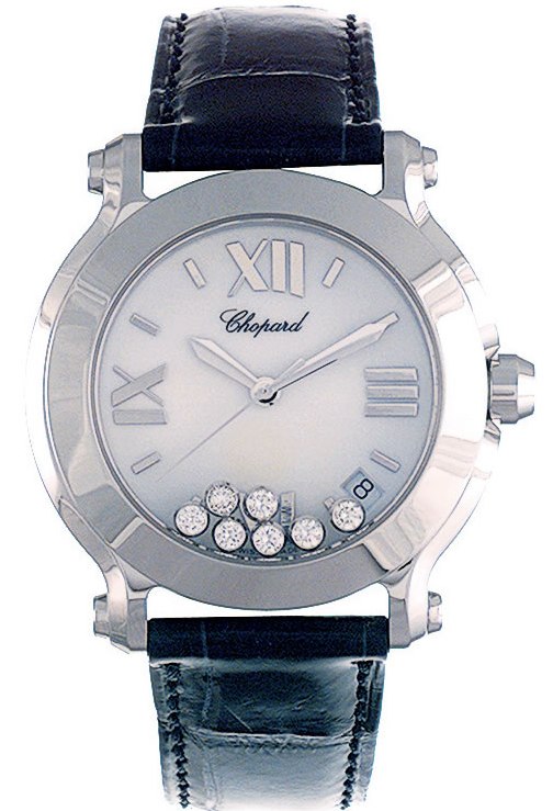 HAPPY SPORT MEDIUM QUARTZ 36MM STEEL WHITE ALLIGATOR