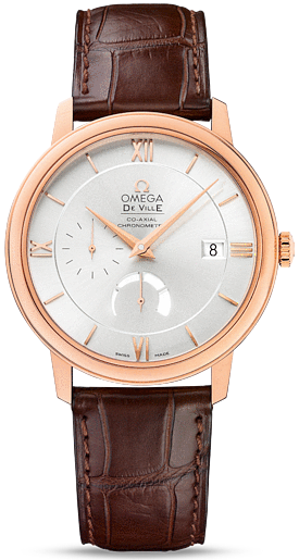 DE VILLE PRESTIGE POWER RESERVE CO AXIAL AUTOMATIC 39,5MM ROSE GOLD SILVER ALLIGATOR