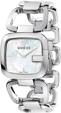 G GUCCI MEDIANO QUARTZ 32MM STEEL MOTHER OF PEARL STEEL