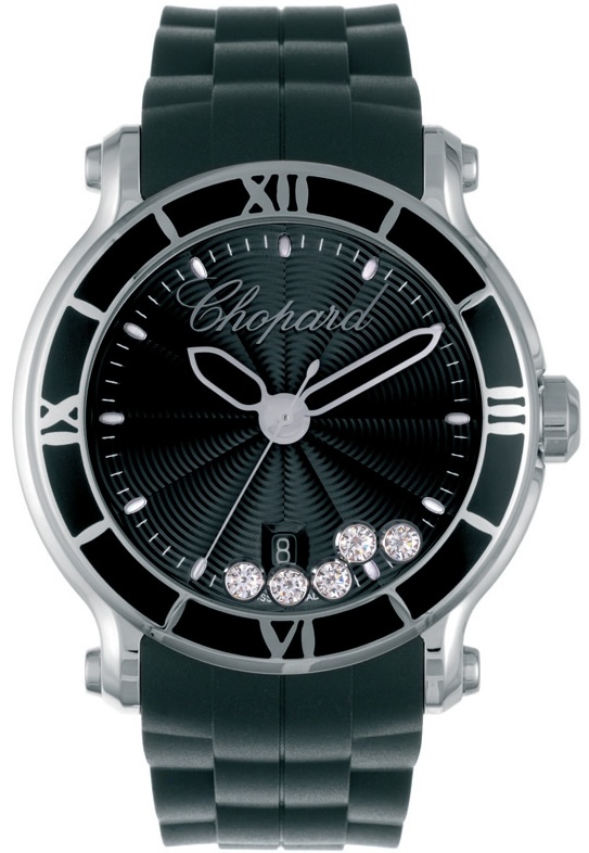 HAPPY SPORT XL QUARTZ 42MM STEEL BLACK RUBBER