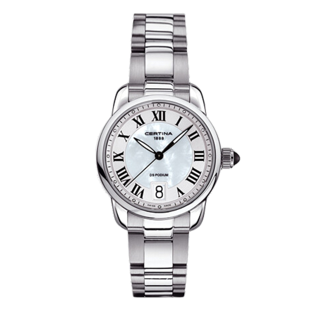 DS PODIUM LADY QUARTZ 32,5MM STEEL MOTHER OF PEARL STEEL