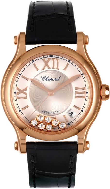 HAPPY SPORT 36 AUTOMATIC 36MM ROSE GOLD SILVER ALLIGATOR