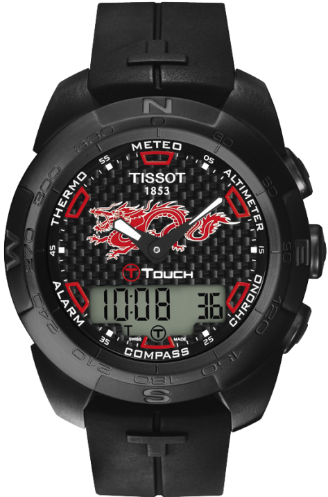 T-TOUCH EXPERT DRAGON QUARTZ 43MM TITANIUM BLACK RUBBER