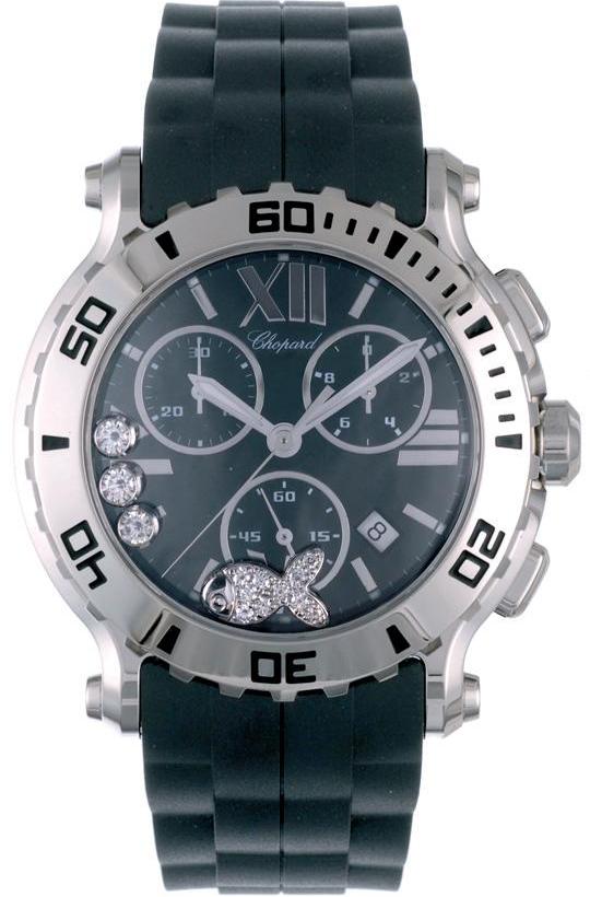 HAPPY SPORT CHRONO QUARTZ 42MM STEEL BLACK RUBBER