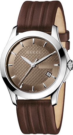 G TIMELESS QUARTZ MEDIANO QUARTZ 38MM STEEL BROWN LEATHER