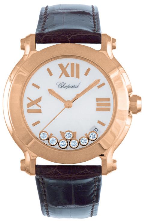 HAPPY SPORT MEDIUM QUARTZ 36MM ROSE GOLD WHITE ALLIGATOR