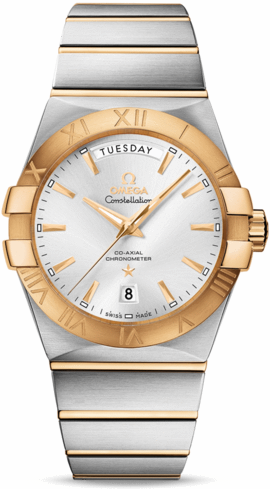 CONSTELLATION CO AXIAL DAY DATE AUTOMATIC 38MM STEEL SILVER STEEL & GOLD