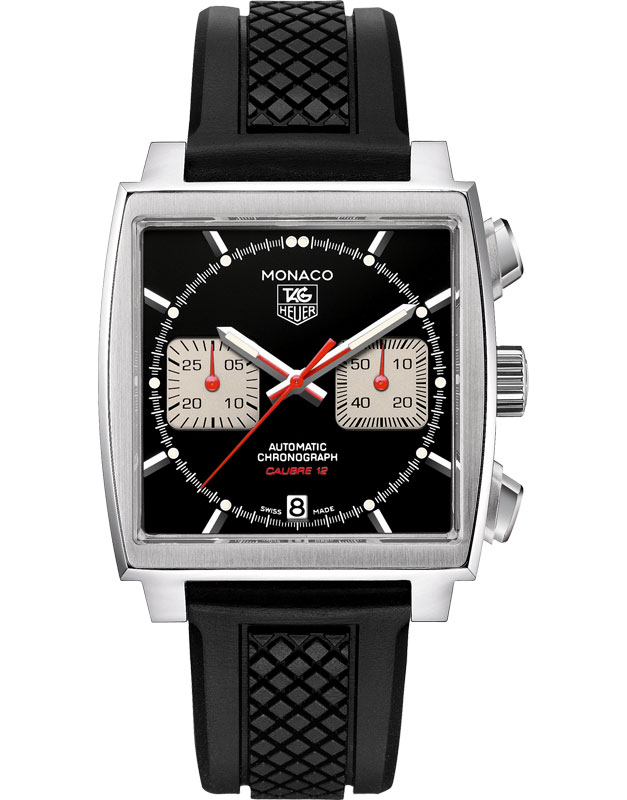 MONACO CALIBRE 12 CHRONOGRAPH AUTOMATIC 39MM STEEL BLACK RUBBER