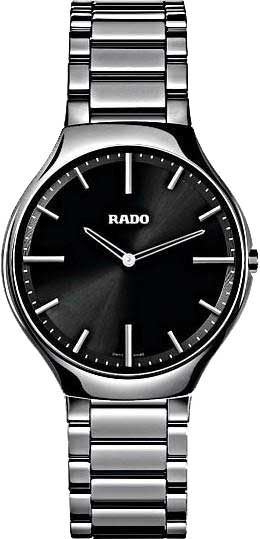 TRUE THINLINE SILVER QUARTZ 39MM STEEL & CERAMIC BLACK CERAMIC & TITANIUM