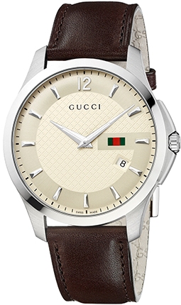 G TIMELESS QUARTZ FINO QUARTZ 40MM STEEL WHITE LEATHER