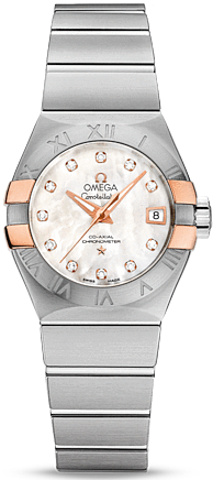 CONSTELLATION CO AXIAL 27MM AUTOMATIC 27MM STEEL & ROSE GOLD MOTHER OF PEARL STEEL