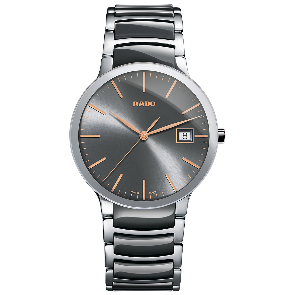 CENTRIX BLACK/SILVER QUARTZ 38MM STEEL GREY STEEL & CERAMIC