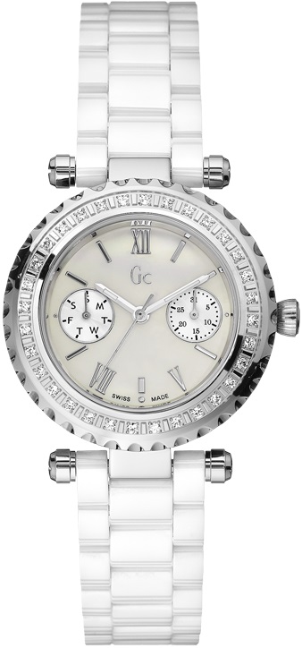 PRECIOUS DIVER CHIC QUARTZ 34MM STEEL MOTHER OF PEARL CERAMIC