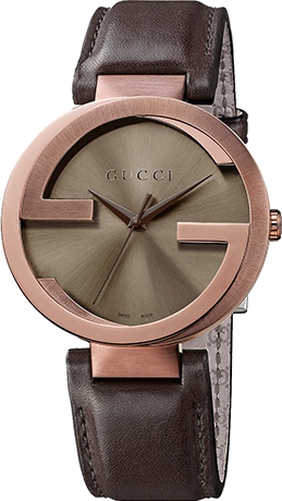 INTERLOCKING XL QUARTZ 42MM PVD BROWN BROWN LEATHER