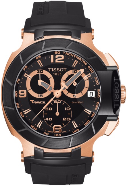 T-SPORT T RACE QUARTZ 45,3MM STEEL & PVD BLACK RUBBER