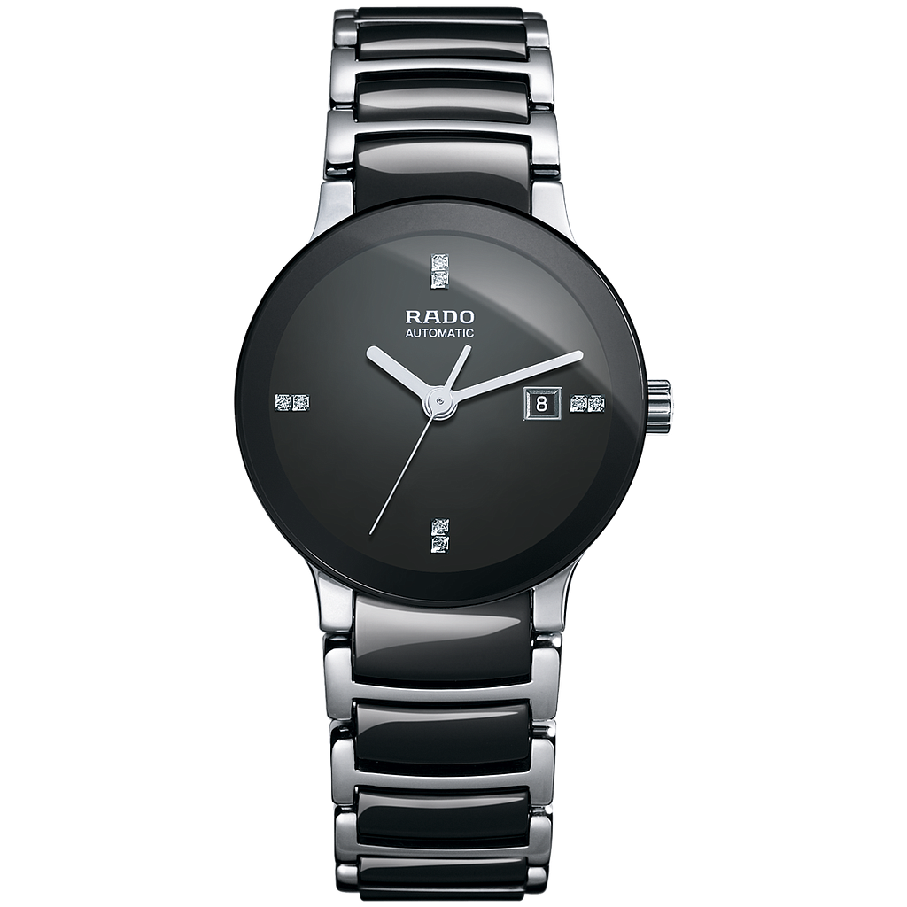 CENTRIX BLACK/SILVER AUTOMATIC 28MM STEEL BLACK STEEL & CERAMIC