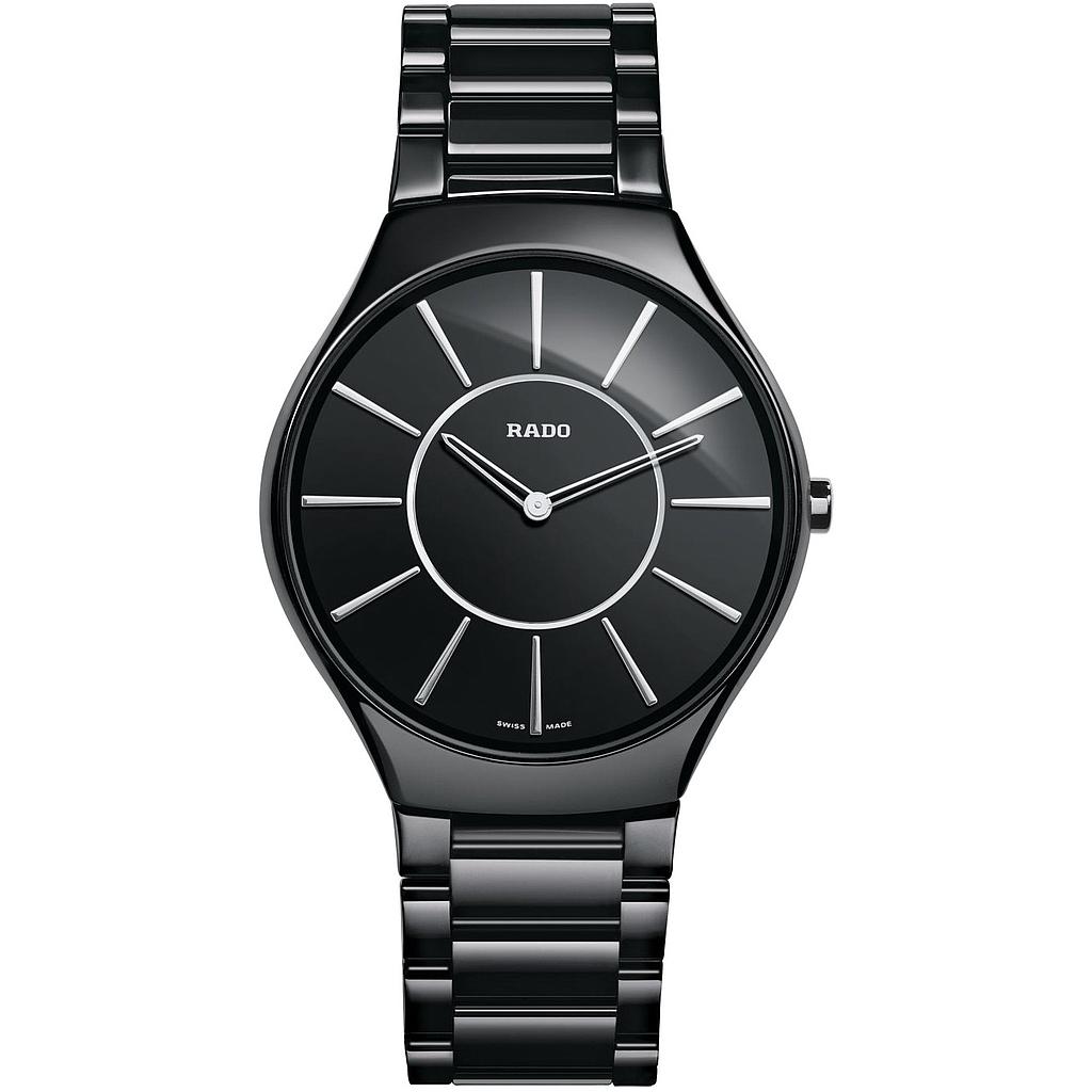TRUE THINLINE BLACK QUARTZ 39MM STEEL & CERAMIC BLACK CERAMIC & TITANIUM