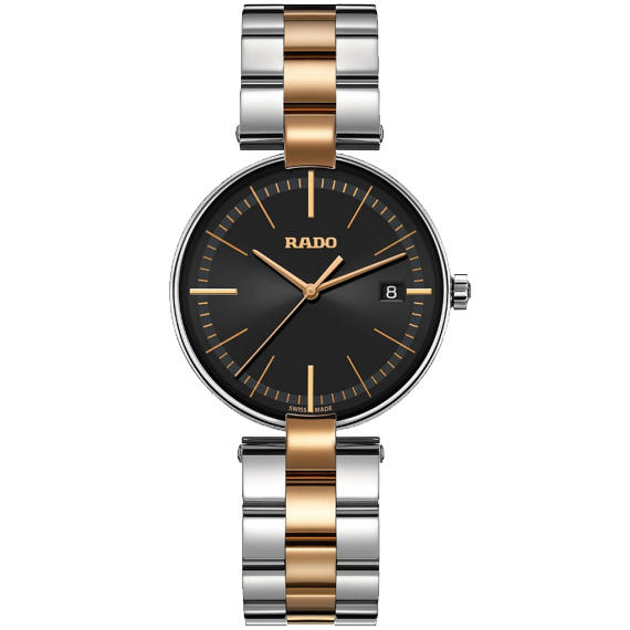 COUPOLE SILVER/ROSE QUARTZ 36MM STEEL & PVD BLACK STEEL & PVD