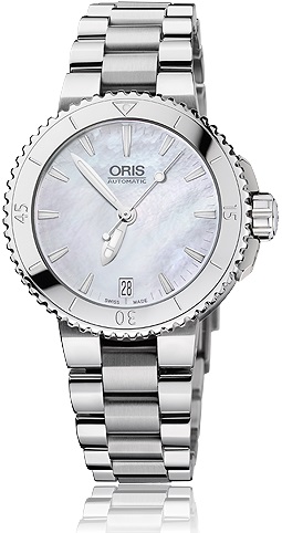 AQUIS DATE AUTOMATIC 36MM STEEL MOTHER OF PEARL STEEL