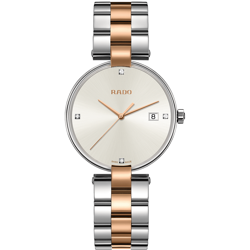 COUPOLE SILVER/ROSE QUARTZ 36MM STEEL & PVD WHITE STEEL & PVD