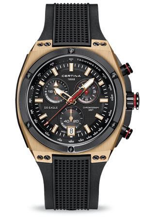 DS EAGLE GMT QUARTZ 46MM STEEL BLACK RUBBER