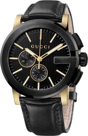 G CHRONO PVD QUARTZ 44MM STEEL & PVD BLACK LEATHER