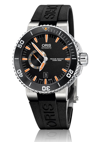 AQUIS SMALL SECOND DATE AUTOMATIC 46MM STEEL BLACK RUBBER