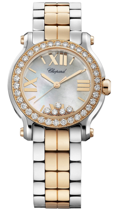 HAPPY SPORT MINI QUARTZ 30MM STEEL & ROSE GOLD MOTHER OF PEARL STEEL & ROSE GOLD