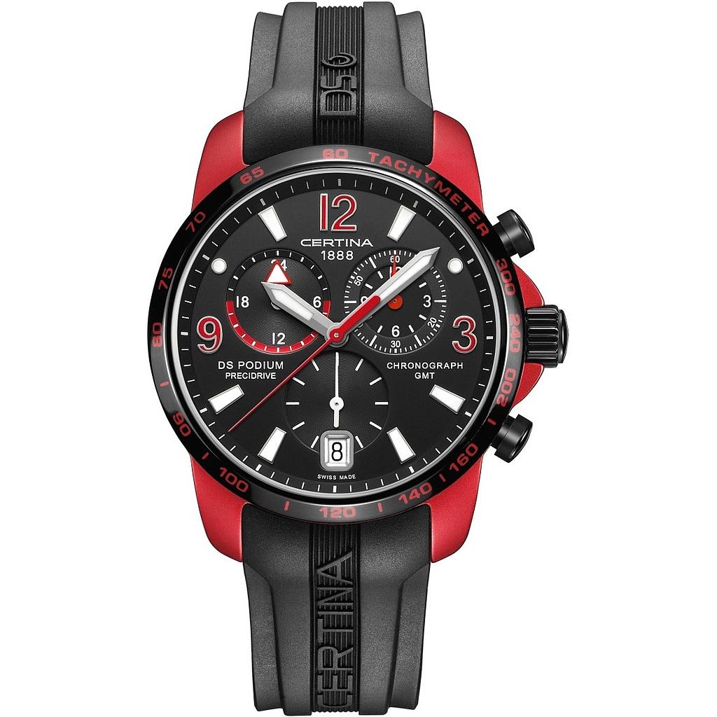DS PODIUM BIG SIZE CHRONO GMT QUARTZ 42MM ALUMINIUM GREY BLACK RUBBER