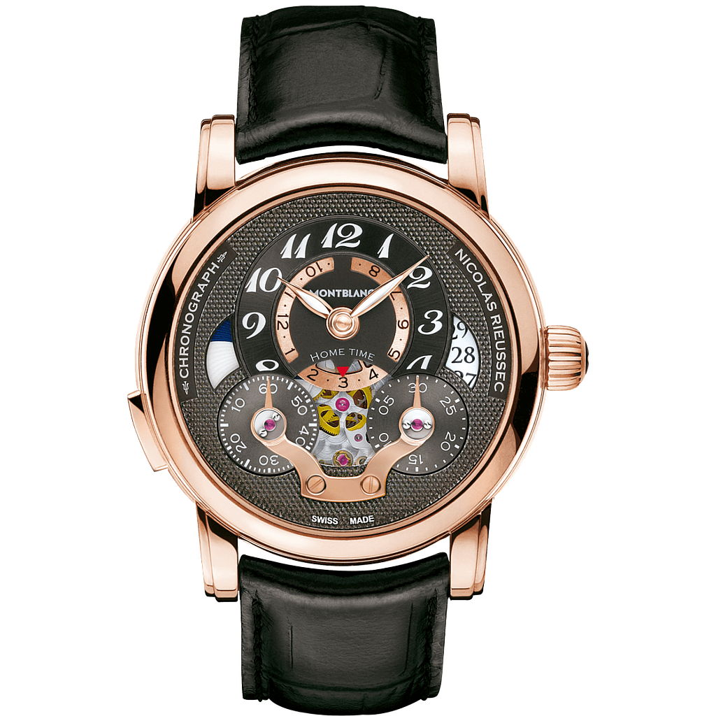 NICOLAS RIEUSSEC COLLECTION OPEN HOME TIME AUTOMATIC 43MM ROSE GOLD BLACK ALLIGATOR