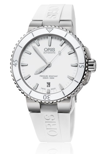 AQUIS DATE AUTOMATIC 40MM STEEL WHITE RUBBER