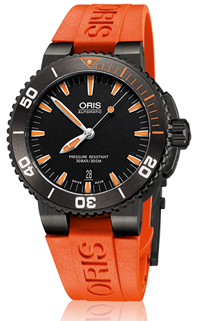 AQUIS DATE AUTOMATIC 43MM STEEL BLACK RUBBER