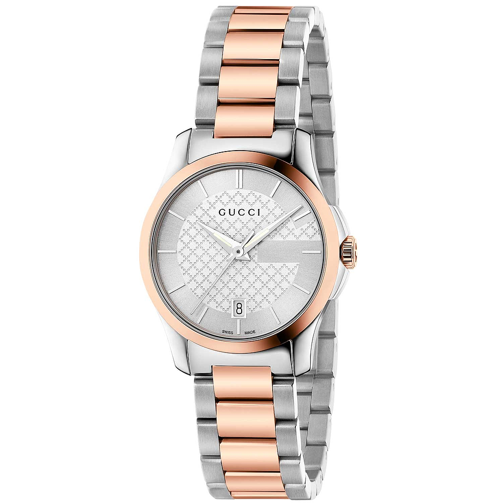 G TIMELESS QUARTZ SMALL QUARTZ 27MM STEEL & PVD SILVER STEEL & PVD