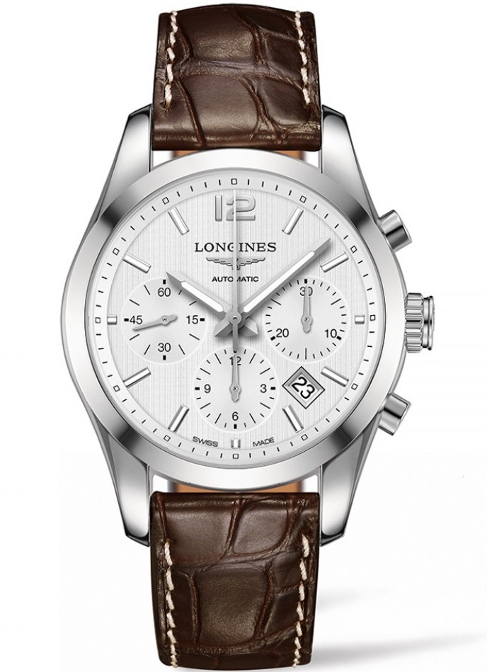 CONQUEST CLASSIC AUTOMATIC 41MM STEEL SILVER ALLIGATOR