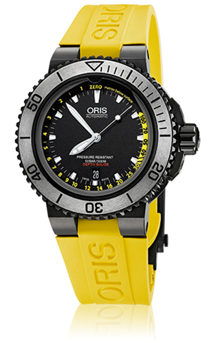 AQUIS DEPTH GAUGE AUTOMATIC 46MM STEEL BLACK RUBBER