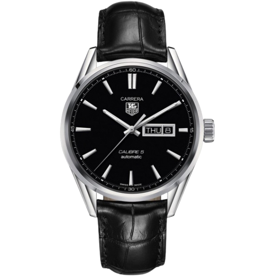 CARRERA CALIBRE 5 DAY DATE AUTOMATIC 41MM STEEL BLACK ALLIGATOR