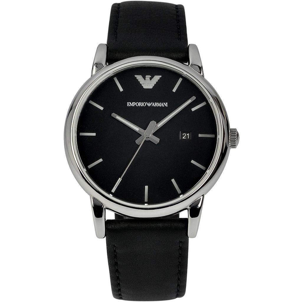 LUIGI QUARTZ 41MM STEEL BLACK LEATHER