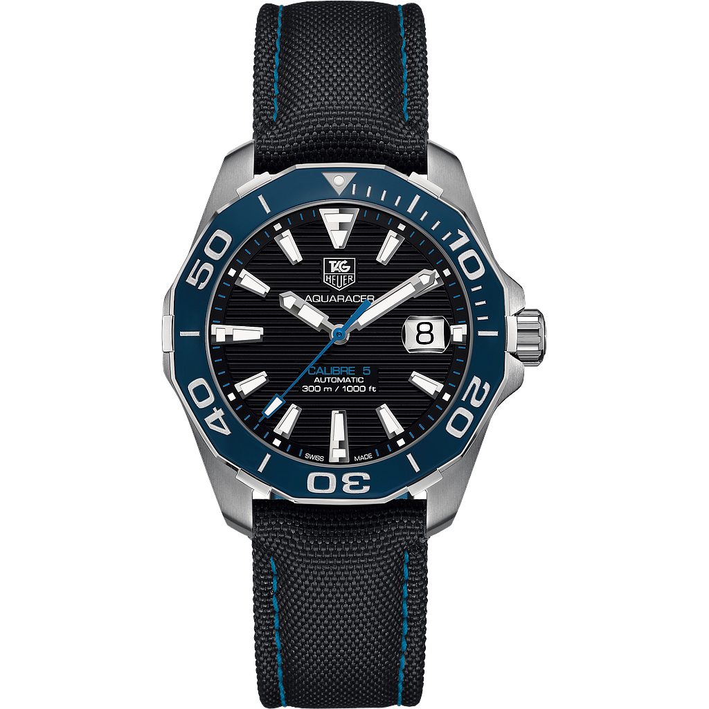 AQUARACER 300M CALIBRE 5 AUTOMATIC 41MM STEEL BLACK TEXTILE