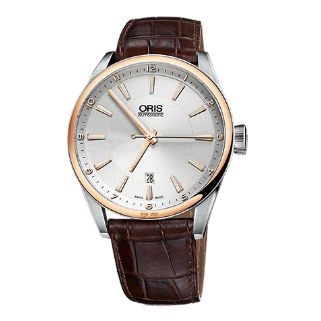 ARTIX DATE AUTOMATIC 42MM STEEL & ROSE GOLD SILVER ALLIGATOR