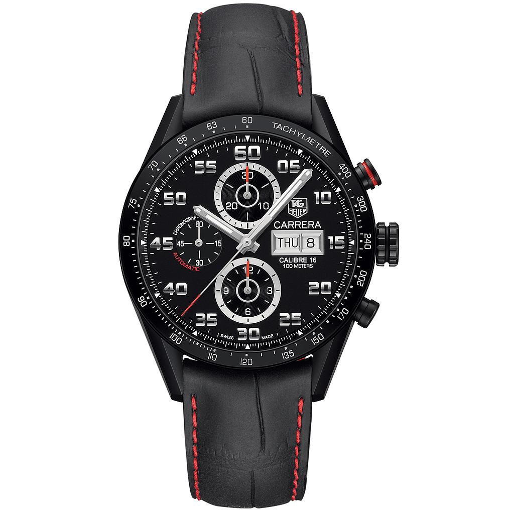 CARRERA CALIBRE 16 DAY DATE CHRONOGRAPH AUTOMATIC 43MM TITANIUM BLACK ALLIGATOR