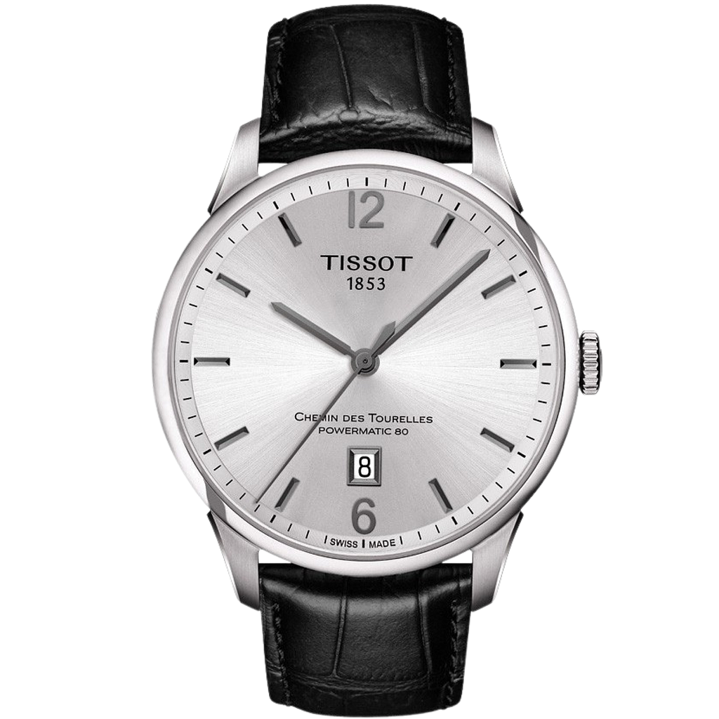 T-CLASSIC CHEMIN DES TOURELLES POWERMATIC 80 AUTOMATIC 42MM STEEL SILVER ALLIGATOR