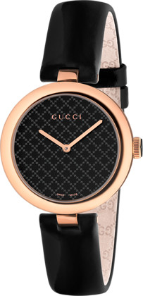 DIAMANTISSIMA MD QUARTZ 32MM STEEL & PVD BLACK LEATHER