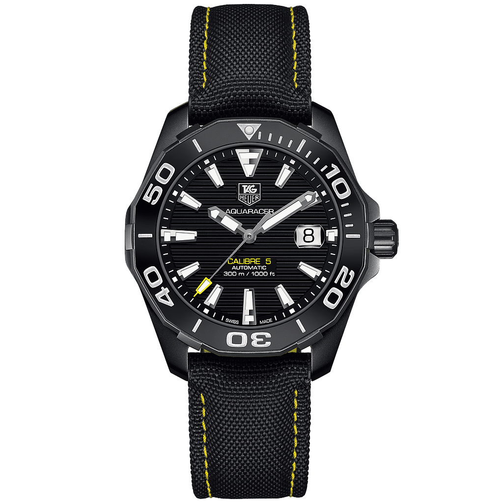 AQUARACER 300M CALIBRE 5 AUTOMATIC 41MM TITANIUM BLACK TEXTILE