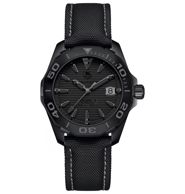 AQUARACER 300M CALIBRE 5 AUTOMATIC 41MM TITANIUM BLACK TEXTILE