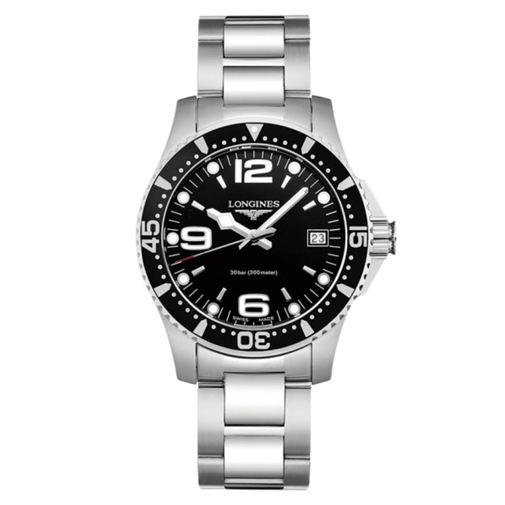 HYDROCONQUEST QUARTZ 34MM STEEL BLACK STEEL