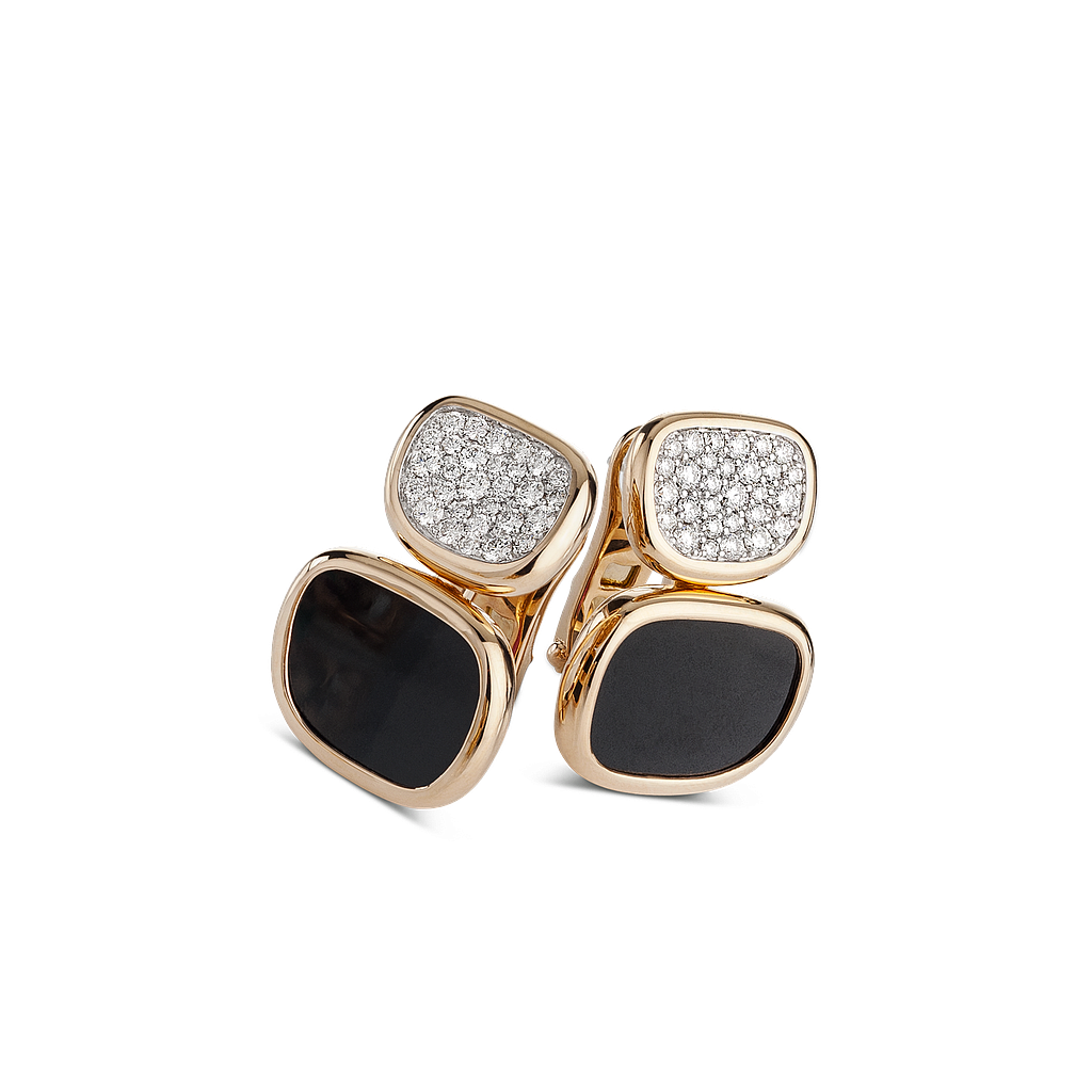 ROBERTO COIN BLACK JADE EARRINGS 10.4 18K ROSE GOLD