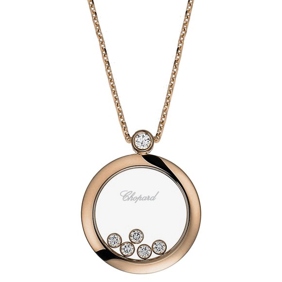 CHOPARD HAPPY DIAMONDS NECKLACE 10.4 18K ROSE GOLD