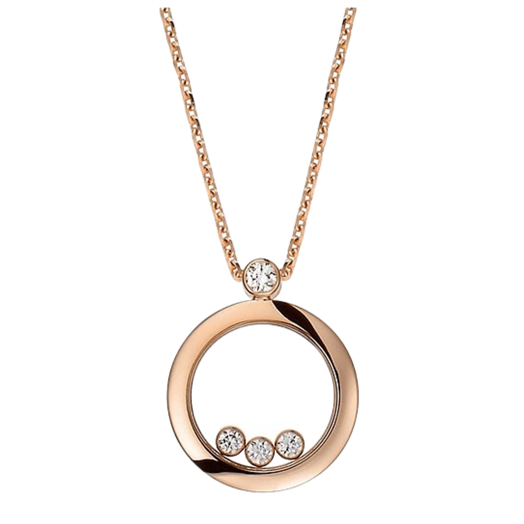CHOPARD HAPPY DIAMONDS NECKLACE 8.7 18K ROSE GOLD